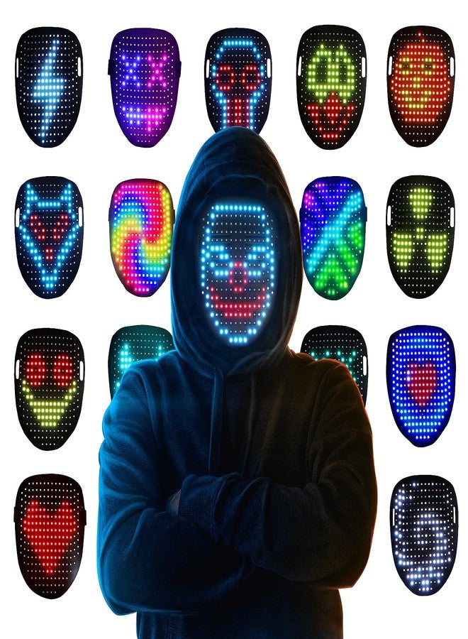 قناع مستر بانغ المضيء بتقنية LED مع خاصية استشعار الإيماءات، قناع رائع لتغيير شكل الوجه، هدية مثالية للهالوين، الكريسماس، أعياد الميلاد، وحفلات التنكر. - Image 1